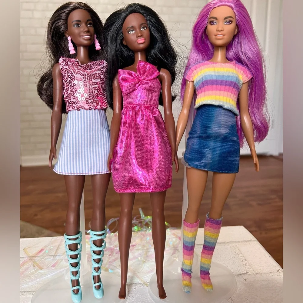 Barbie Fashionistas Doll Lot w Mbili Crystal & Albus head molds play dolls